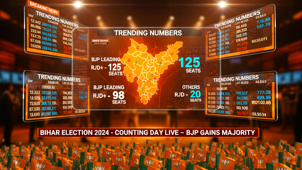 Bihar Election Results LIVE: क्या बीजेपी फिर बनेगी एनडीए की सबसे बड़ी पार्टी? 64 सीटों पर बढ़त से माहौल गर्म